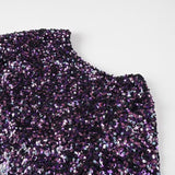 Women's Glitter Sparkling Straight Collar Dress