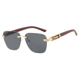 Wooden Leopard Decorative New Retro Frameless Sunglasses