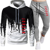 Men's Hooded Sweatshirt Drawstring Sportswear Two Piece Outfit Set