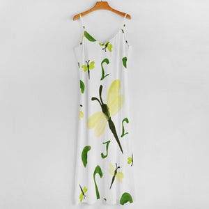 Olivine Dell Dragonflies Sling Ankle Long Dress