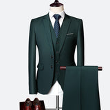 Wedding Prom Slim Fit Tuxedo Men Formal Business Suits 3Pcs Set (Jacket+Pants+Vest)