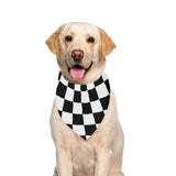 Black White Checkered Pet Dog Bandana/Large Size