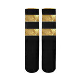 Black Gold Stripes Mid-Calf Socks (Black Sole)