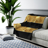 Black Gold Stripes Velveteen Plush Blanket