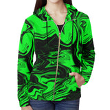 Dark Pastel Greens All Over Print Full Zip Hoodie for Women (Model H14)