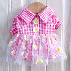 Skirt Princess Teddy Grid Pettiskirt Dress Pet Clothes Costume Apparel