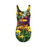 Picturesque Flowers Vest One Piece Swimsuit (Model S04)