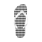 Black White Houndstooth Flip Flops for Men/Women (Model 040)