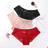 Women 3 Pcs Panties Underwear Lace Breathable Soft Lingerie Briefs