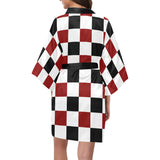 Black Red White Checker Kimono Robe