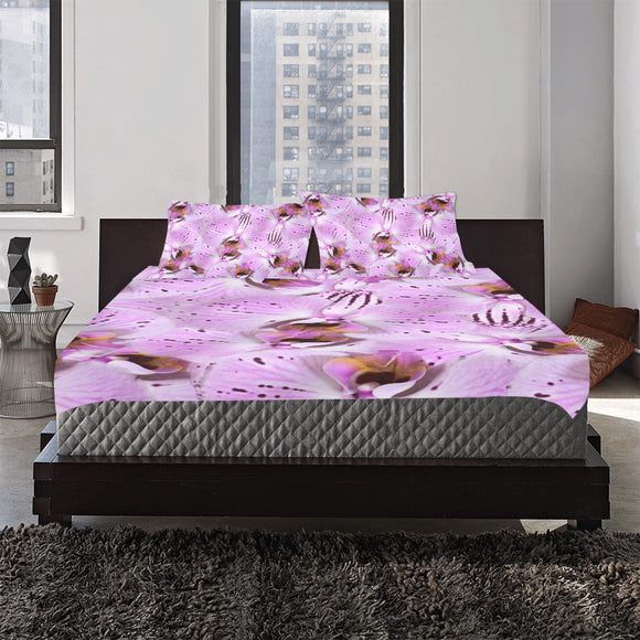 Plum Orchids 3-Piece Bedding Set