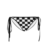 Black White Checkers Custom Bikini Swimsuit Bottom