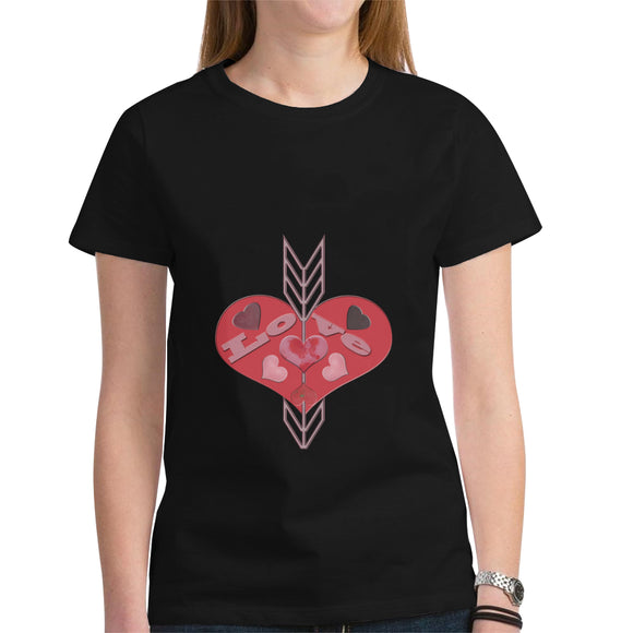 Arrow Through Love Hearts Women's Heavy Cotton Short Sleeve T-Shirt