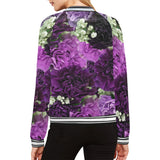 Little Purple Carnations All Over Print Bomber Jacket for Women (Model H21)