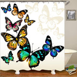 Butterflies Flying Waterproof Polyester Fabric Shower Curtain