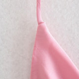 Women Summer Za Pink Satin Spaghetti Strap Sleeveless Backless Mini Dress