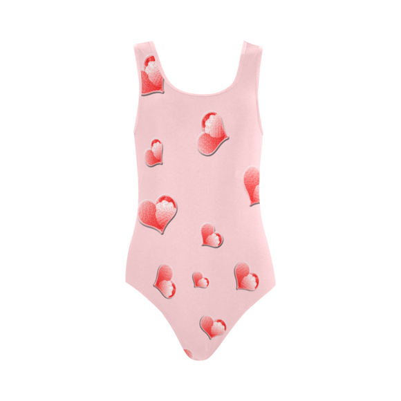 Floating Hearts Vest One Piece Swimsuit (Model S04)