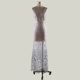 Womens Sequins Deep V Formal Long Length Sleeveless Maxi Dress