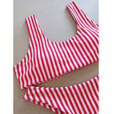 Vertical Striped Two-Piece Bikini Set Women Bathing Suit