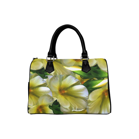 Elegant in Cream Flowers Boston Handbag (Model 1621)