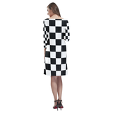 Black White Checkers Rhea Loose Round Neck Dress(Model D22)