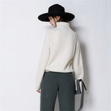 Women High-Collar Thickened Pullover Loose Sweater Knitted Wool Shirt