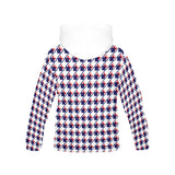 Red White Blue Houndstooth All Over Print Hoodie for Women (USA Size) (Model H13)