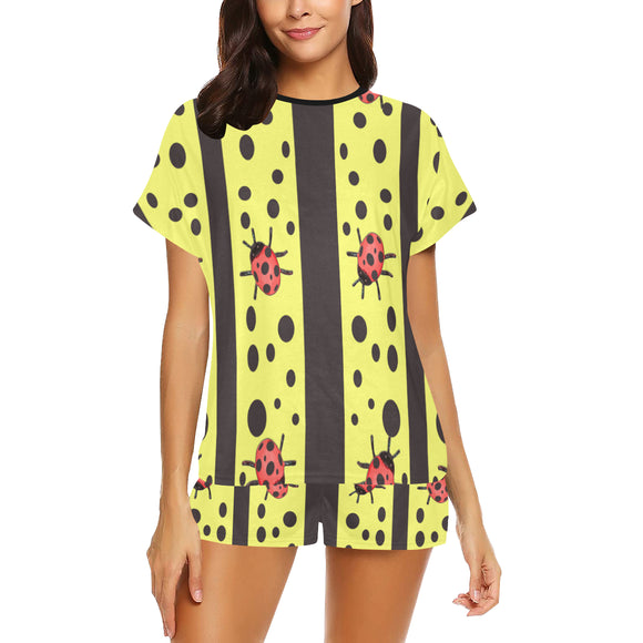 Laser Lemon Ladybugs Women's Short Pajama Set (Sets 01)