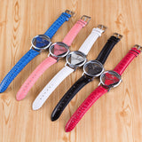 Simple PU Leather Double Sided Hollow Through Bottom Triangle Watch