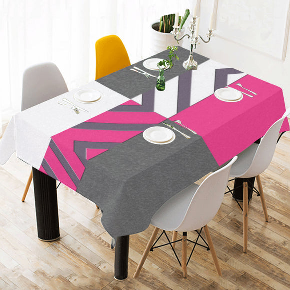 Monochrome Pink Tiles Cotton Linen Tablecloth 52