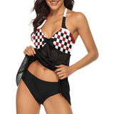 Black Red White Checker Women's Swim Dress (Model S12)