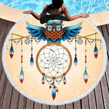 Bedding 3D Printing Owl Round Bohemian Beach Towel Home Textile Tapestry Blanket