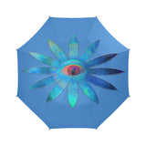 Bluish Eye Flower Semi-Automatic Foldable Umbrella (Model U05)