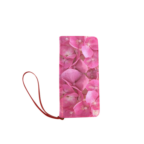 Dark Pink Flowers Women's Clutch Wallet (Model 1637)