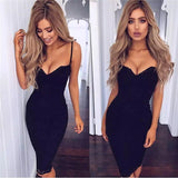 Women Lace Elegant Bodycon V-Neck Spaghetti Strap Knee-Length Dress