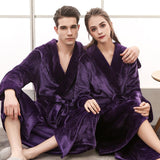 Couples Plus Size Flannel Extra Long Warm Bathrobe Thick Kimono