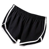 Women Solid Color White Side Stripe Workout Waistband Mini Skinny Shorts