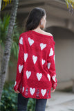 Fitshinling Women's Ripped Heart Long Sleeve Sweater Hollow Out Pullovers