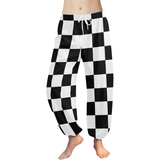 Black White Checkers Women's All Over Print Harem Pants (Model L18)