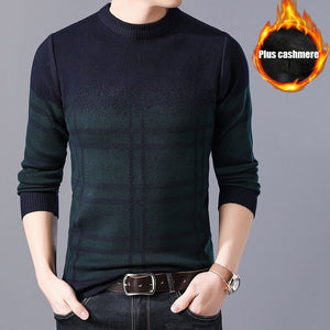 Men's Sweater Round Neck Long-Sleeved Plain Stretch Pullover Seedlings Suitable