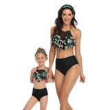 Rubylong Ruffles Mom Kid Matching Swimsuit Brazilian High Waist Bikini Set Push Up