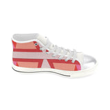 Shades of Red Patchwork Women's Classic High Top Canvas Shoes (Model 017)