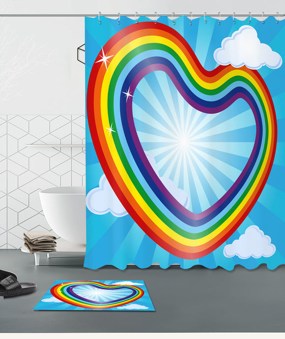 Shower Unicorn Curtain Rainbow Bathroom