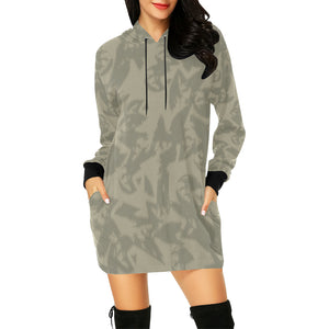Eagle Taupe Gray All Over Print Hoodie Mini Dress (Model H27)
