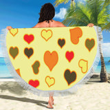 Hearts Pattern Circular Beach Shawl 59"x 59"