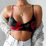 Women Camouflage Spaghetti Strapped Top No Steel Ring Sports Bra