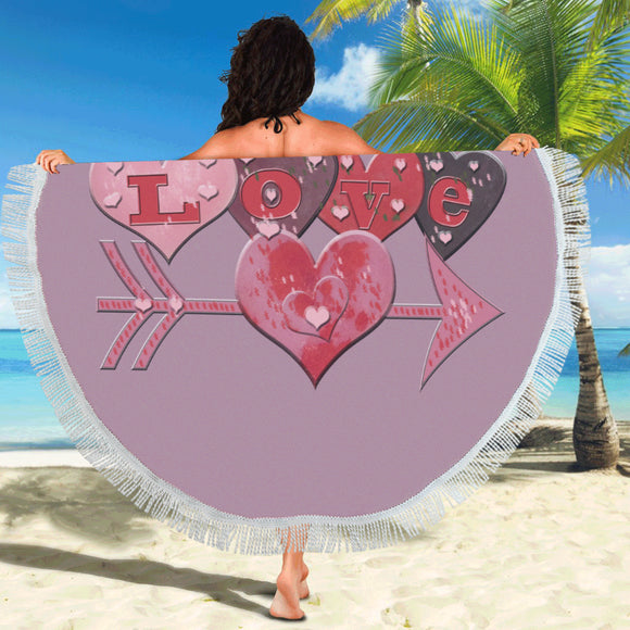 Love Hearts Arrow Circular Beach Shawl 59