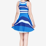 Azure Blue Radiance Women's Sleeveless Midi Casual Flared Skater Dress