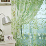 Chiffon Gauze Voile Wall Room Divider Floral Printed Window Curtain