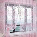 Chiffon Gauze Voile Wall Room Divider Floral Printed Window Curtain